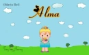 Alma text with girl in spring