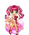 Pink haired doll with teddy bear