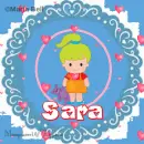 Sara text with girl with hearts