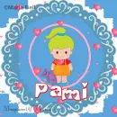 Pami text with girl with hearts