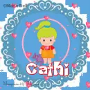 Cathi text with girl with hearts