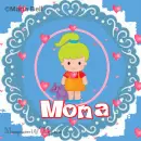 Mona text with girl with hearts