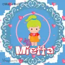Mietta text with girl with hearts