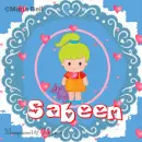 Sabeen text with girl with hearts