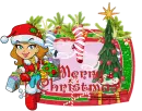 Merry Christmas/girl with gifts