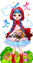Doll with red riding hood text