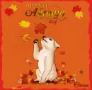 dog playing with leaf