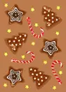 Gingerbread cookie and candy cane tiled background glittered