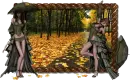 Rain in autumn park