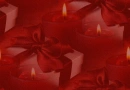 Christmas presents and candles red tiled background