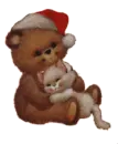 Christmas Bear Cuddling Cat