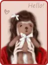 kawaii girl hugging teddy