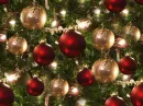 red and gold ornaments tiled background