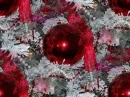 red oranaments on tree tiled background