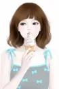 kawaii girl eating ice cream