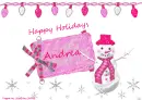 Pink snowman -Happy Hoildays - Andrea