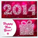 Pink 2014 New Year tiled background