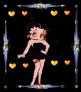 Betty Boop is dancing with float heart over her.