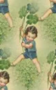 Vintage boy with shamrocks seamless background