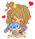 Gyaru hugging a doll