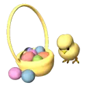 Hopping chick and basket