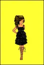Brunette doll in a black dress