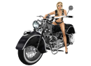 Blonde girl sitting on Indian motorcycle