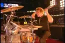 Tre Cool playing the drums