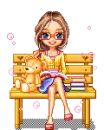 girl sitting in bench doll