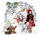 Merry Christmas/girl with lamb