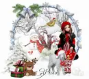 Merry Christmas/girl with lamb/Pami