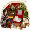 Merry Christmas/gold and red/Ashley