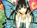 Anime fairy with black hair and green eyes