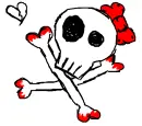 Skull with bow & broken heart