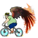 Cyclist blazing with wings
