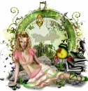 Girl with frog/green