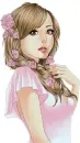 Girl with pink roses