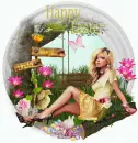 Happy Easter/girl pink and yellow/Linda
