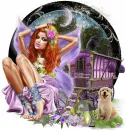 Fairy with dog/purple