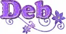 Deb purple glitter text