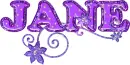 Jane- Purple Glitter text