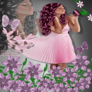 Girl with fllowers n butterflies