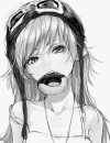 Black and white with a donut