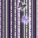 Black and purple striped background with butterflies