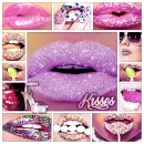 Glitter Lips Background Collage