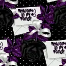 Seamless Background, black roses - purple leaves