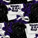 Seamless Background, black roses - deep purple/blue leaves