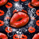 Seamless Background - Lips and sparkles