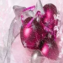 Pink ornaments with Snow
