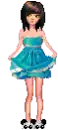 Trying on the dress